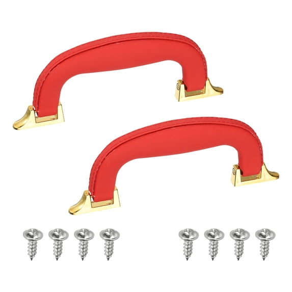 Uxcell Leather Luggage Handle, Replacement Strap Handle for Handbag Red, Gold 2 Count