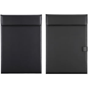 2 Pcs PU Leather Office Clipboard, A4 Clipboard Binder with Self-adhering Closure and Pen Holder, Professional Meeting Memo Writing Desk Pad for Business Conference, Hotel and Presentation, Black