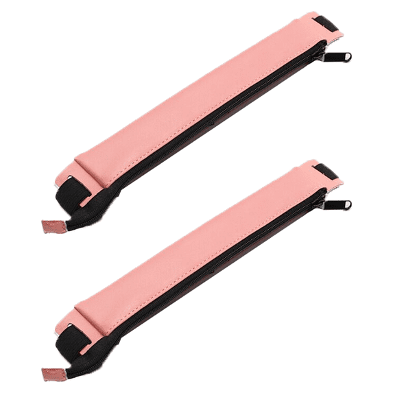 2 Pcs PU Leather Small Pencil Pouch, Small Pen Pencil Stationery Pouch Bag Zipper Pencil Pouch for Pens, Pencils, Markers - Pink