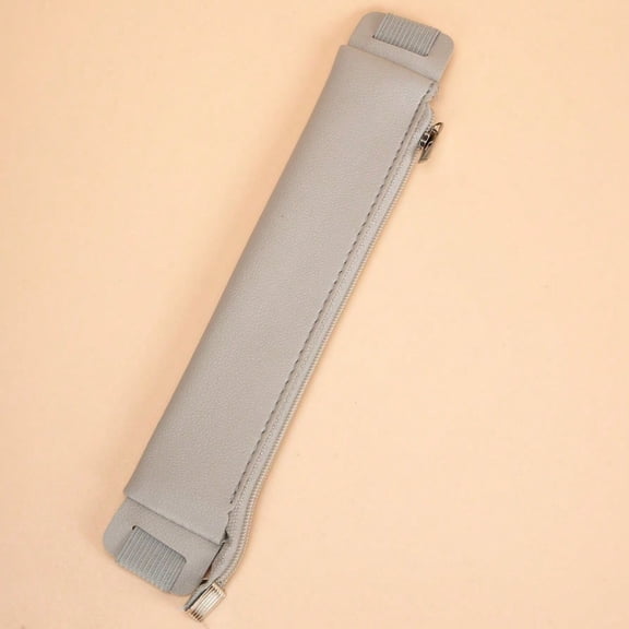 2 Pcs PU Notebook Pen Bag with Adjustable Band & Zipper - Elastic Strap Pen Holder Pouch for Journals, Planners, Books Grey