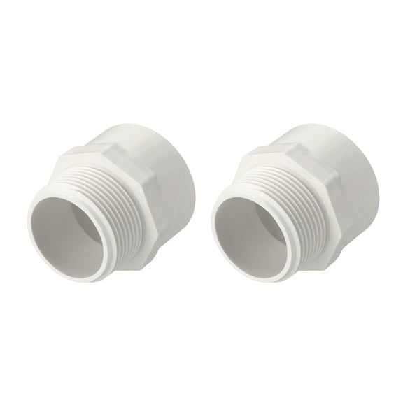 2 Pcs PVC Male Adapter, SCH40 1 1/2" Slip Socket x 1 1/2" MNPT Thread Pipe Fitting Adapter Connector, Furniture Grade Coupling Fitting for Plumbing Household Water Line Vent System