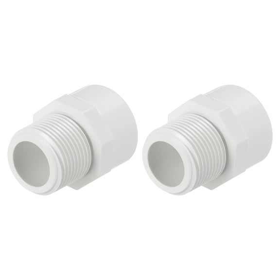 2 Pcs PVC Male Adapter, SCH40 3/4" Slip Socket x 3/4" MNPT Thread Pipe Fitting Adapter Connector, Furniture Grade Coupling Fittings for Plumbing & Household Water Line Vent System
