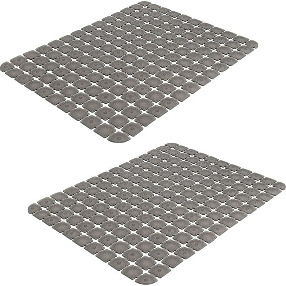 2 Pcs PVC Sink Mats 15.7" x 11.8" Extra Large Kitchen Protectors for Stainless Steel/Porcelain Sinks Quick-Dry Dish Drying Mats (Grey)