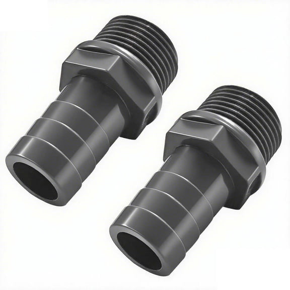 2 Pcs PVC Tube Fitting Barbed Hose Connector 3/4" Male PVC Pipe Fittings Black