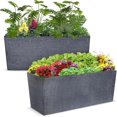 2 Pcs Pack Heavy Duty Plastic Resin Long Box Planter Pots Large