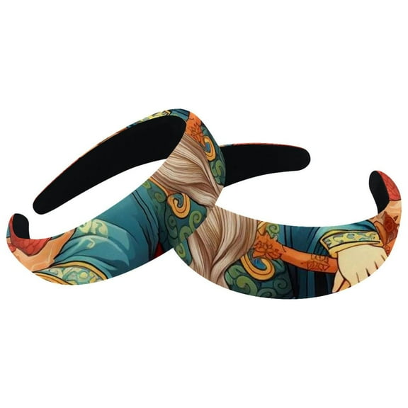 2 Pcs Padded Headbands for Women, the God of Wealth Headband for Girls Hair Band Head Band Hoops for Teen Girls Hair Accessories for Women Girls