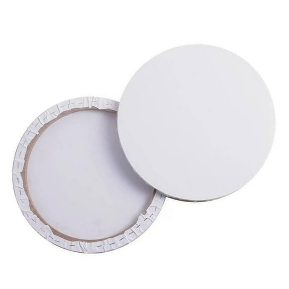 BESTOYARD Blank Round Stretched Canvas for Hobbyists White Drawing Gift Giving 2 Pcs