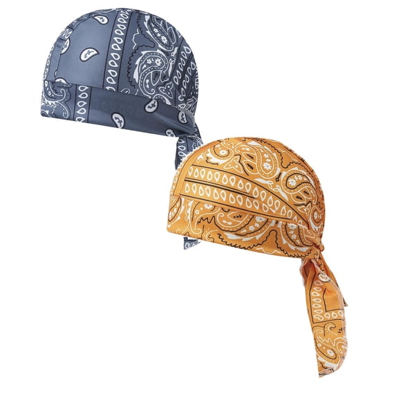2 Pcs Paisley Cooling Headscarf Cap Cooling Pirate Head Wrap Lightweight Stretch Cycling Sports Moisture Wicking Elastic Bandana Hat for Men Women