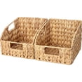 thumbnail image 1 of 2 Pcs Pantry Baskets for Organizing, Handwoven Wicker Storage Baskets, Water Hyacinth with Wooden Handles, 1 of 7