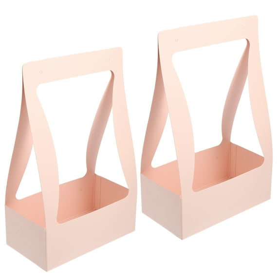 2 Pcs Paper Flower Basket Gift Boxes Flower Wrapping Material Kraft Gift Bags Fresh Flower Case Paper Wrapping Container
