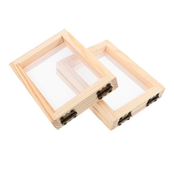 2 Pcs Paper Making Kit Paper Making Mould Mould and Deckle for Paper Making Wooden Paper Frame 13.00X10.00X2.20CM Beige