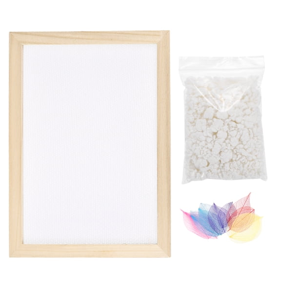 Uxcell Paper Making Screen with Decorate Leaves Wooden Paper Making 13.4" x 25" Papermaking Frame Kit for DIY Paper Craft Making Cards, Bookmarks