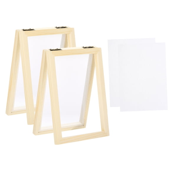2 Pcs Paper Making Screen Wooden Paper Making Mould Double Layer with Mesh 7.1x4.9Inch for DIY Craft