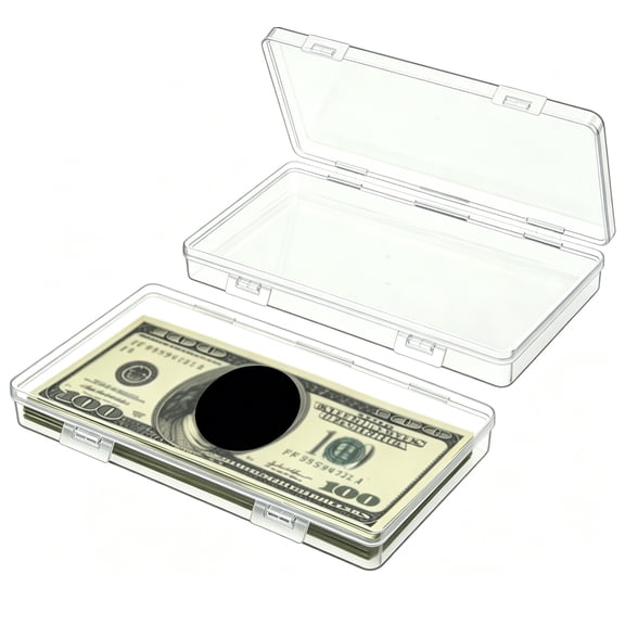 2 Pcs Paper Money Storage Case, Clear Currency Tray Rectangular Cash Storage Holder with Lid, Currency Collection Box for Coin Credit Card Checks Stationery Pen