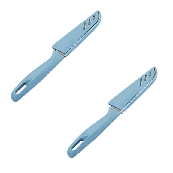 2 Pcs Paring Knife Sharp Vegetable and Fruit Knife with Sheath Cover Rust Proof Stain Resistant Steel Small Kitchen Knife with Plastic Ergonomic Handle Peeling Knives for Home Kitchen, 7.7", Blue