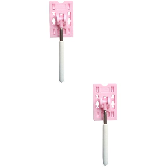 2 Pcs Parking Telescopic Check Rod (pink + Pure White) Tool Payment Poles Stick Card Toll Swiping for