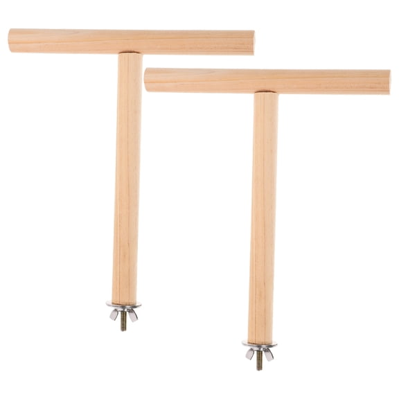 2 Pcs Parrot Pole Toy Wooden Perch Stand Bird Cage Toys Branch Striped Bass Accessories