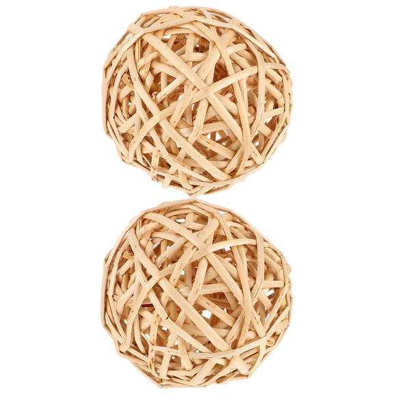 GOOHOCHY Rattan Balls Khaki 2Pcs 3.9In Wicker