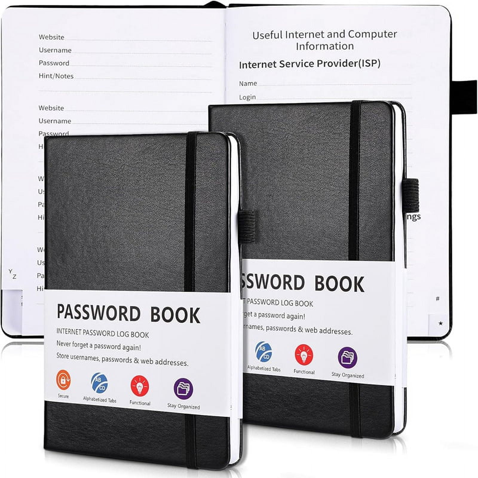 2 Pcs Password Book with Alphabetical Tabs, 7.8 x 5.2inch - Walmart.com