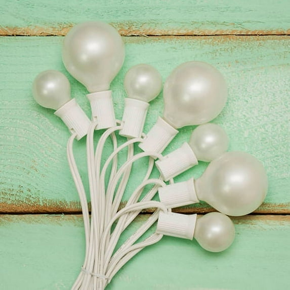 2 Pcs Patio & Bistro Lights Duet Globe String Lights G30 & G50 Bulb 100 Ft White Wire C7 Pearl