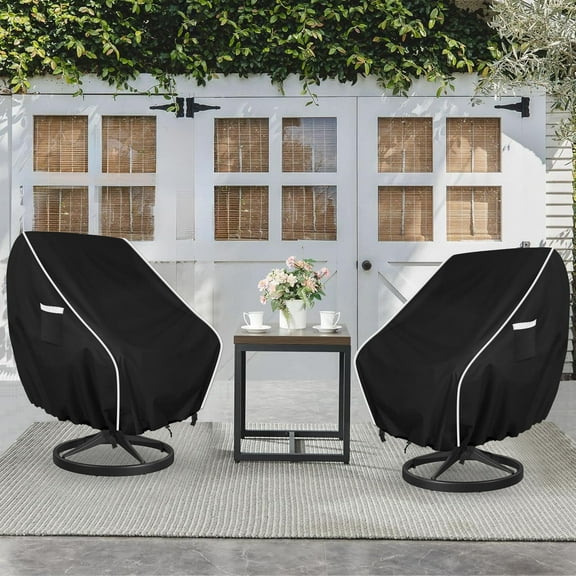 2 Pcs Patio Chair Covers, 37 Inch Length, Heavy-Duty All-Weather Dustproof Patio Furniture Cover, Easy to Use & Care, Gray