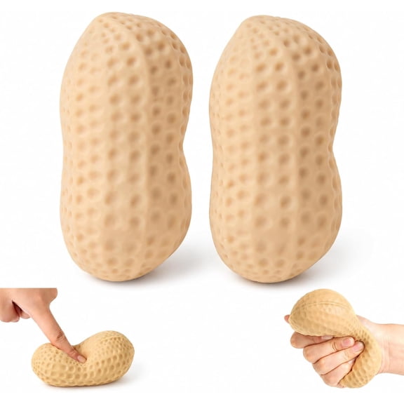 2 Pcs Peanut Squishy, Soft Slow Rising Stress Relief Ball, Peanut Shape Sensory Tool for Adults, Desk Decor for Office Home