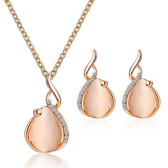 2 Pcs Pearl Rhinestone Crystal Peacock Themed Necklace + Earrings Jewelry Set