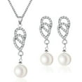 thumbnail image 1 of 2 Pcs Pearl Rhinestone Crystal Peacock Themed Necklace + Earrings Jewelry Set, 1 of 3