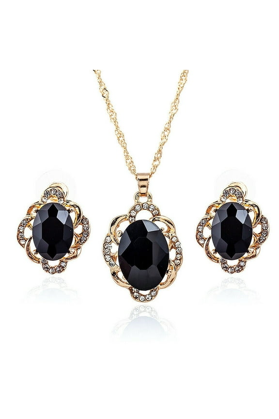 2 Pcs Pearl Rhinestone Crystal Peacock Themed Necklace + Earrings Jewelry Set