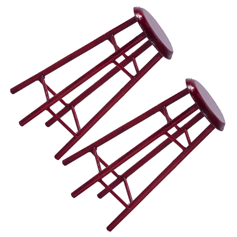 Dark Red Mini Wooden Stools for Kids Toy Room Decor, Small Size Child ...