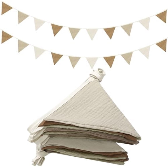 2 Pcs Pennant Banner Flags Nursery Garland Triangle Bunting Flags Playroom Wall Decor Banner for Nursery Baby Shower Birthday Boho Wedding Party Event, Each 7.75 ft(Simple Color)