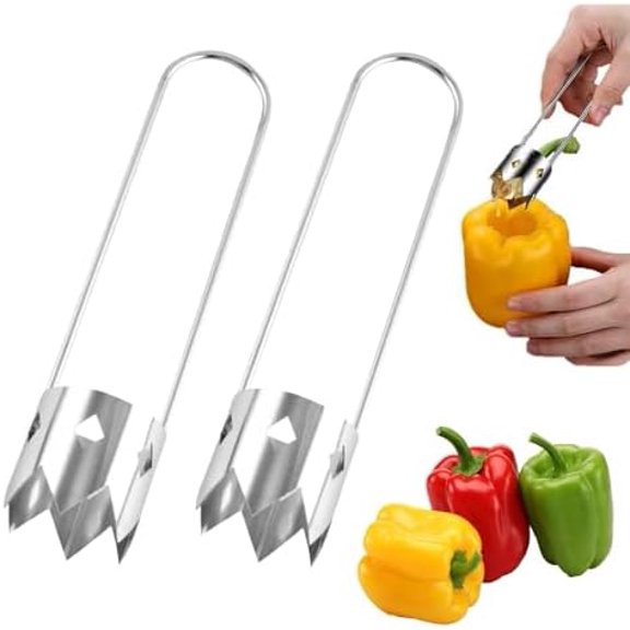 2 Pcs Pepper Corer,Multifunctional Fruit And Vegetable Core Remover,Stainless Steel Fruit And Vegetable Tool,Bell,Corer Tool Kitchen For Pepper, Pineapple, Pear, Apple Corer