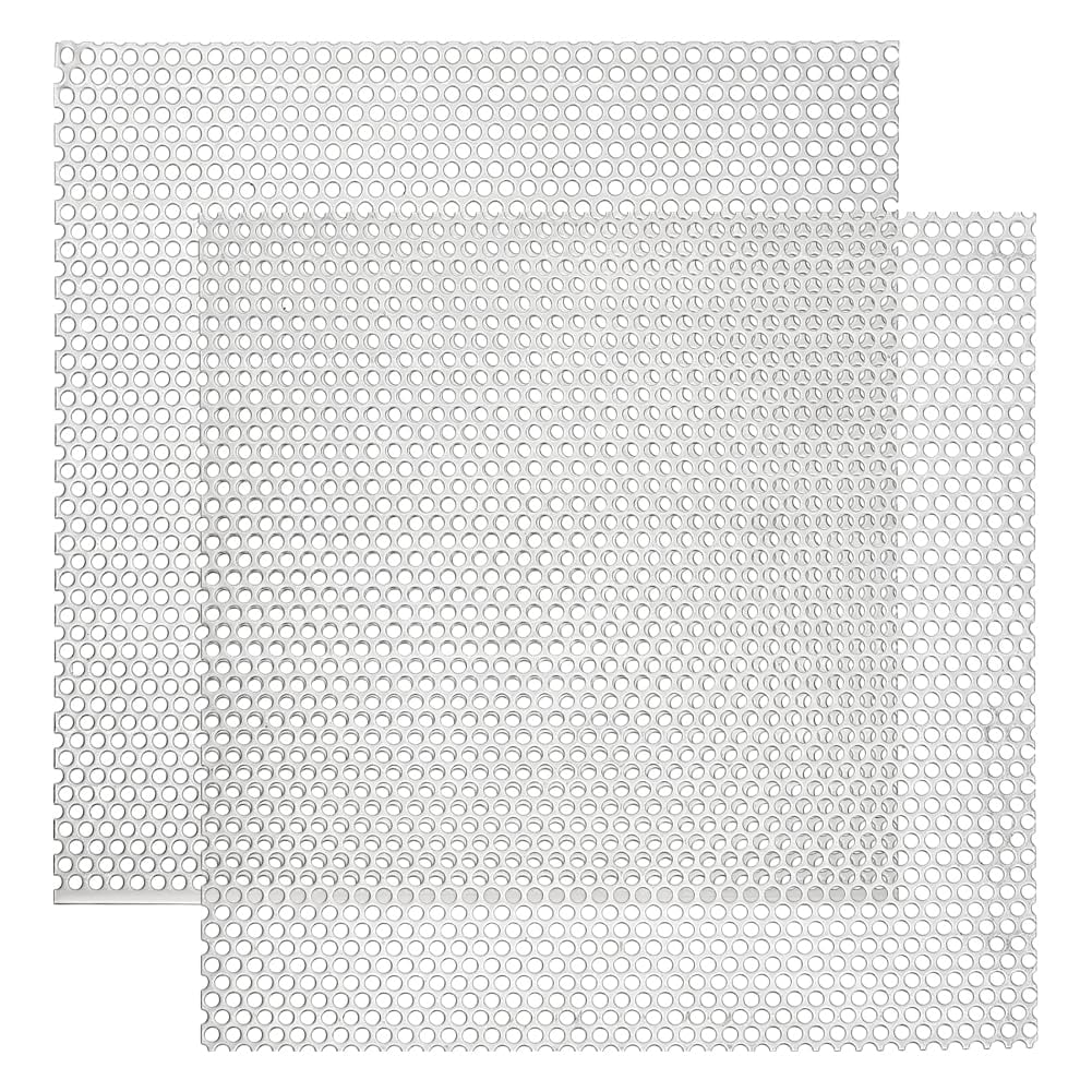 2 Pcs Perforated Metal Sheets 5mm Hole Mesh Stagger Expanded Sheet 1.5mm Thickness 304 Stainless Steel Preforated Sheet for Ventilation and Fume Filtration 11.8x11.8 inch