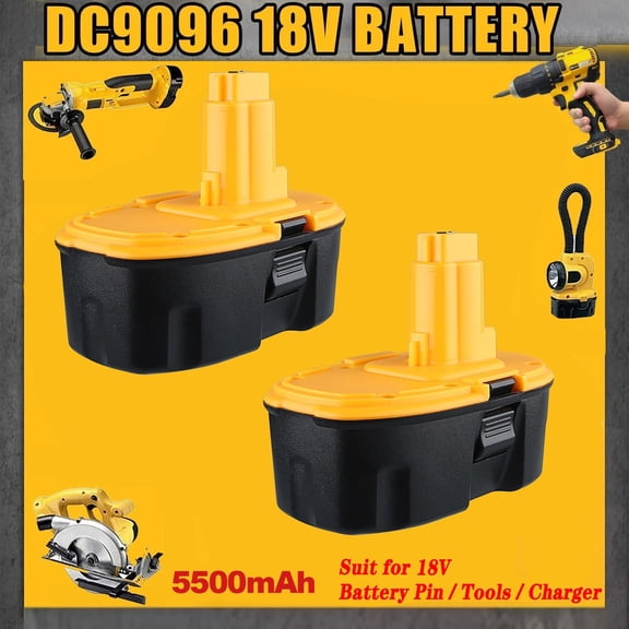 2 PcsPersever 18V DC9096 5.5Ah Battery Replace for Original 18 Volt DC9098 DC9099 DW9095 DW9096 DW9098 Ni-Mh Battery Pin ,Compatible with Cordless Power Tools