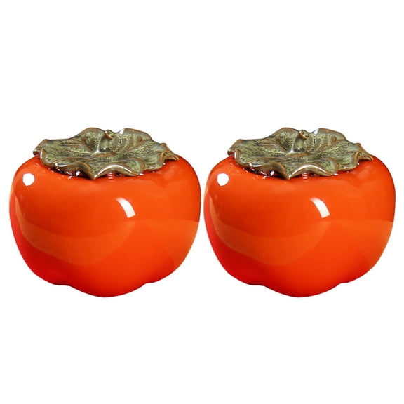 ifundom Orange Persimmon Ceramic Tea Canister Set, Airtight Storage Containers for Home Kitchen, 2 Pieces