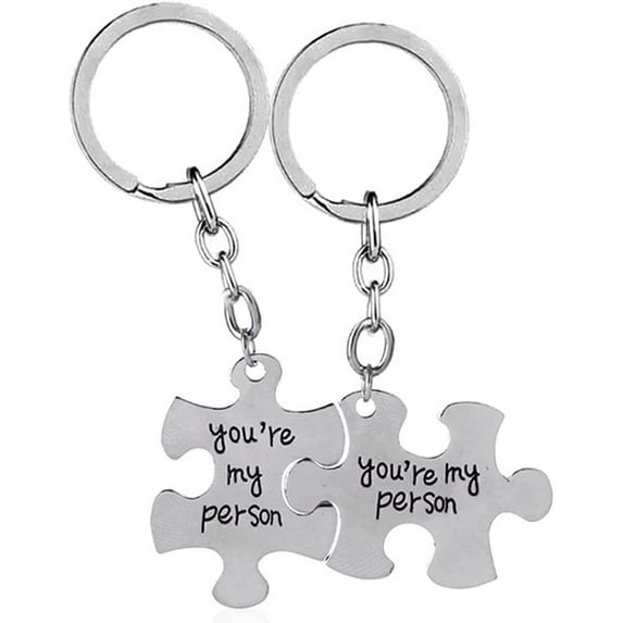2 Pcs You're My Person Matching Keychains, Jigsaw Puzzle Keychain for Her Him Keychain Jewelry Set for Boyfriend Girlfriend Birthday, Anniversary, Christmas, Valentines Day Gifts