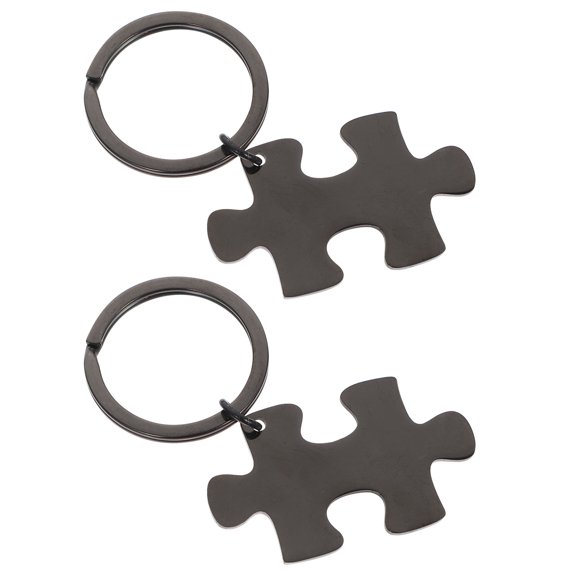 FELTECHELECTR Key Chains Black Stainless Steel 2Pcs 2.8X1.4in