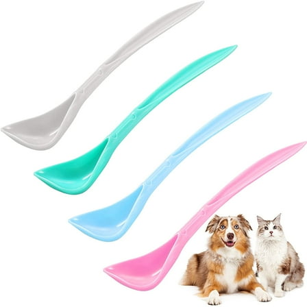 2 Pcs Pet Food Can Spoons, Dog Cat Can Spoons Long Handle, Can Spoons Plastic Curved Design Pet Food Mixing Spoons (Pink)