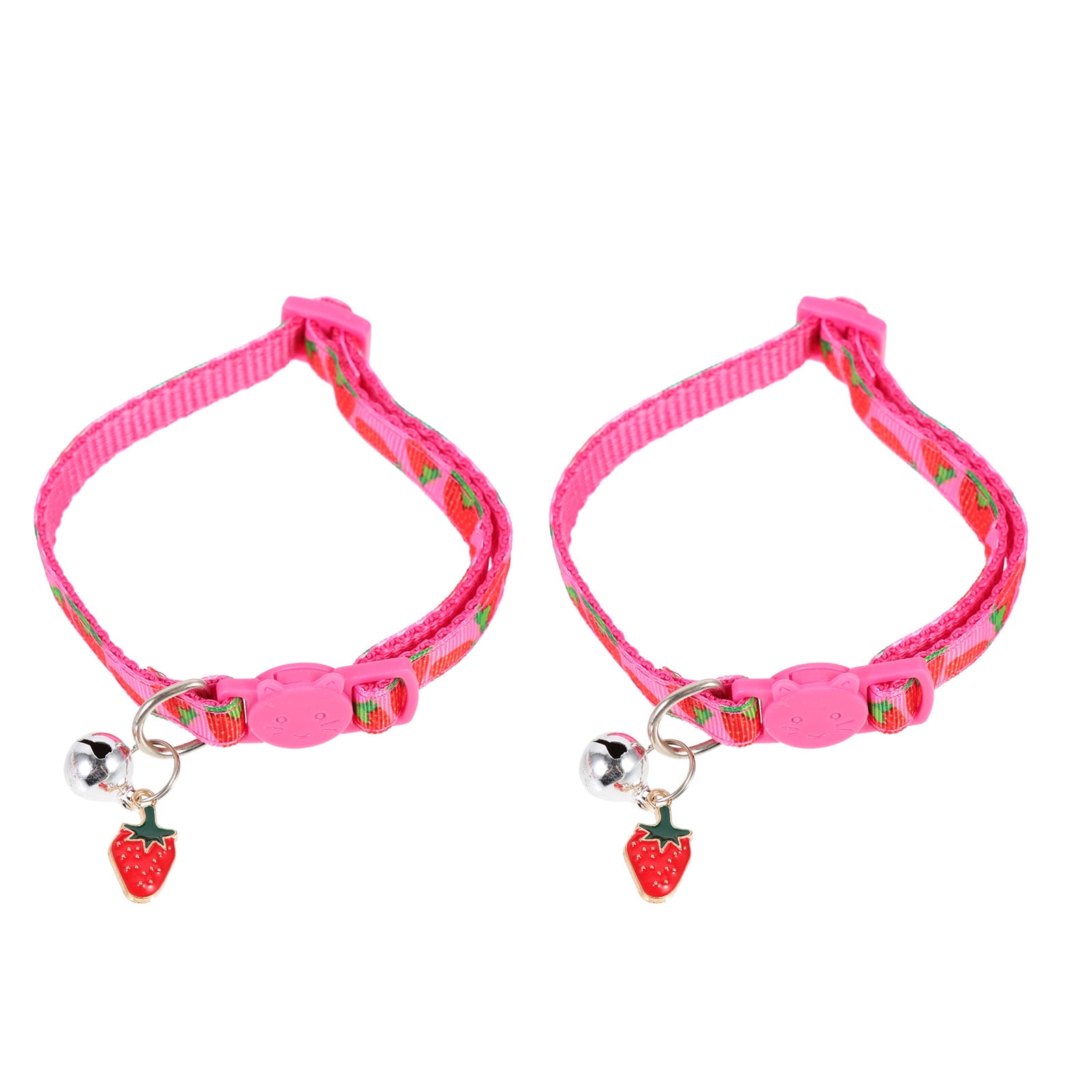 2 Pcs Pet Fruit Collar Kitten Ornament Strawberries Portable Cat with Bells Breakaway Decorative