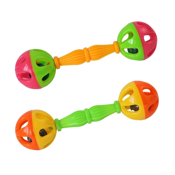 2 Pcs Pet Interactive Colorful with Bells Plastic Toy for Birds Parrots Budgies Cockatiels