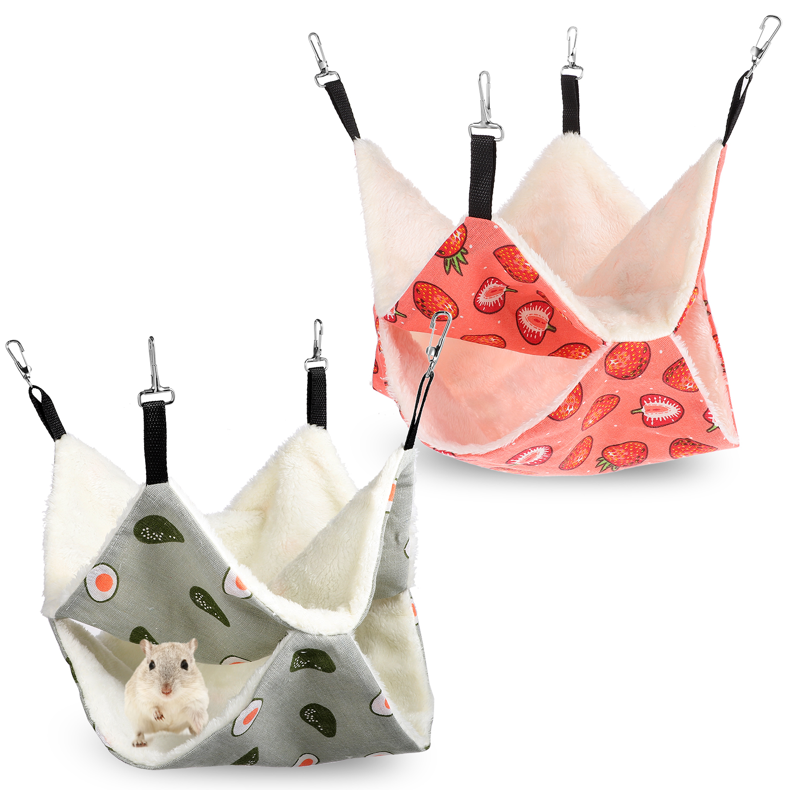 2 Pcs Pet Small Animal Hanging Hammocks Double Layer Hammocks Cage Toys for Ferret Hamster Rat