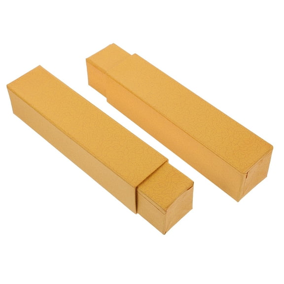 2 Pcs Picture Scroll Containers Painting Boxes Paper Storage Holder Calligraphy Work Cases Yellow