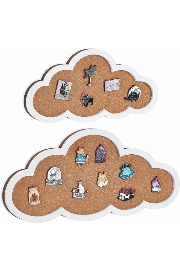 2 Pcs Pin Display Cork Tray 2 Styles Cloud Shape Wall Mounted Brooch Board Bulletin Display Board for Brooch Pin Storage