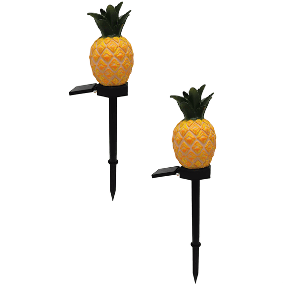 2 Pcs Pineapple Solar Lights for Outdoors, Decorative Garden Solar Stake Lights, Plastic Pineapple Solar Lights 10 x 13.5 cm, Automatic On/Off, 29 cm Tall Yard Lawn Decor