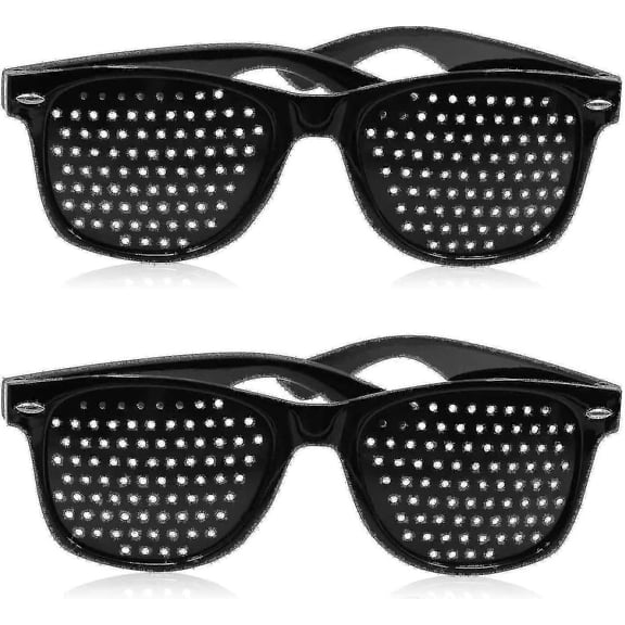 2 Pcs Pinhole Glasses For Improving Vision, Black Unisex Eyesight Strengthening Pinhole Glasses