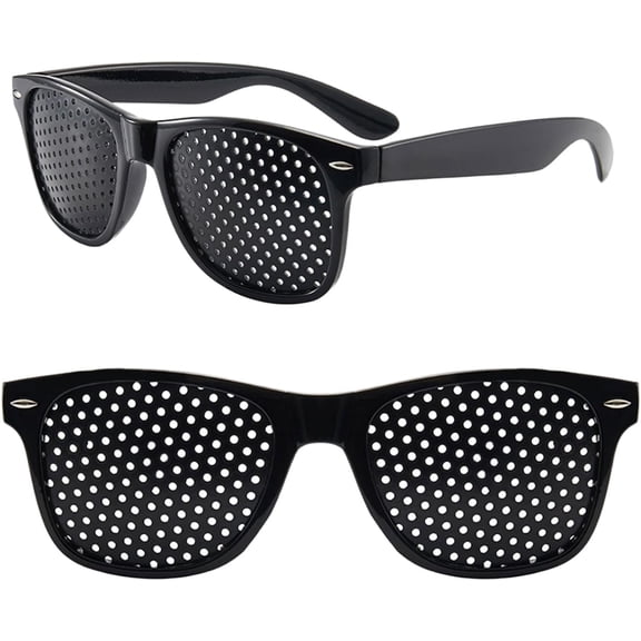 2 Pcs Pinhole Glasses, Lunisk Correction Glasses, Eyes Exercise Vision Correction Glassses for Eyesight Protection Strengthening Pinhole Glass, Long Distance Glass for Driving(Black)