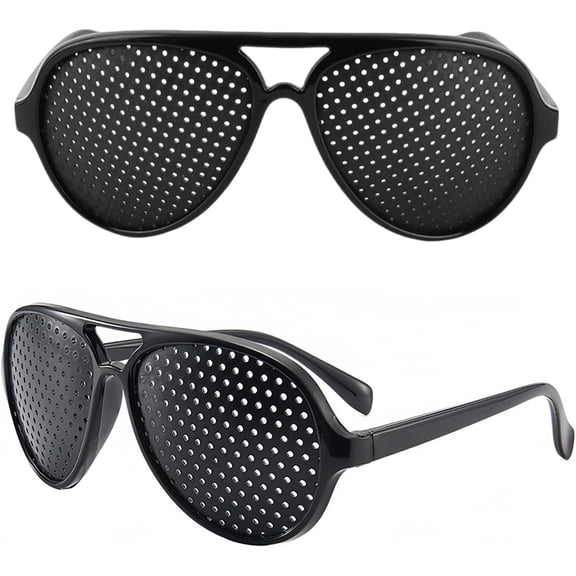 2 Pcs Pinhole Glasses, Lunisk Correction Glasses for Vision Improvement, Vision Correction Glass for Eye Corrections, Distance & Myopia Support Eye Protection Exercise Eyewear