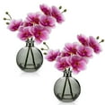 thumbnail image 1 of 2 Pcs Pink Orchids Artificial Flowers Arrangement with Black Glass Vase Faux Phalaenopsis Flowers Table Centerpiece, 1 of 6