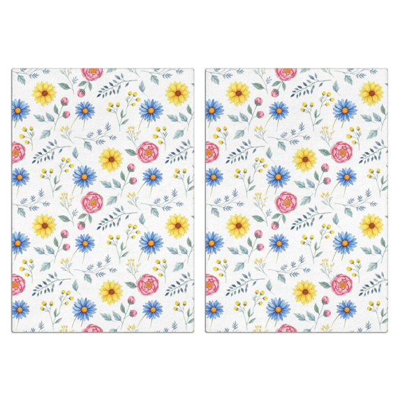 2 Pcs Pioneer Flower Floral Print Pattern Funny Kitchen Towels, Microfiber Dish Towels, Kitchen Tea Towels Set 18" X 26"