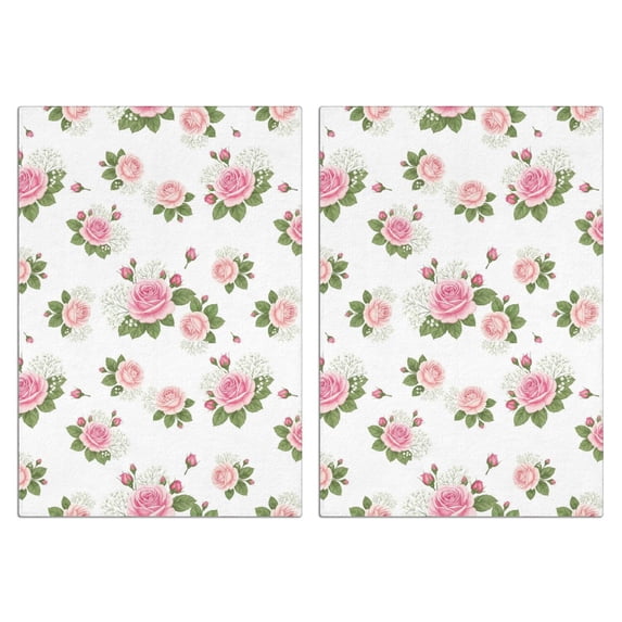 2 Pcs Pioneer Flower Floral Print Pattern Funny Kitchen Towels, Microfiber Dish Towels, Kitchen Tea Towels Set 18" X 26"